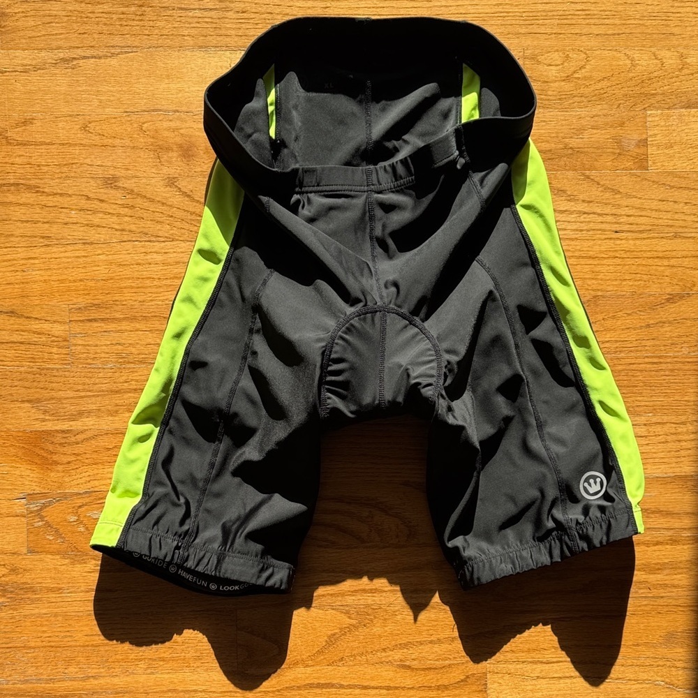 Canari Black and Lime Men's Cycling Shorts Gel Padding size XL